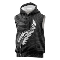 Personalised New Zealand Chur Bro Sleeveless Hoodie Maori Koru With Silver Fern