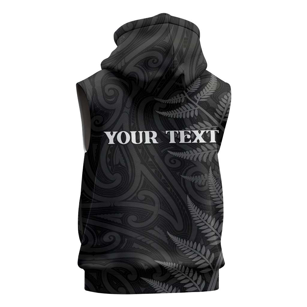 Personalised New Zealand Chur Bro Sleeveless Zip Hoodie Maori Koru With Silver Fern
