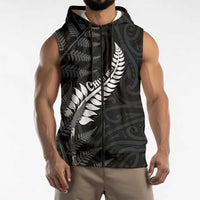 Personalised New Zealand Chur Bro Sleeveless Zip Hoodie Maori Koru With Silver Fern