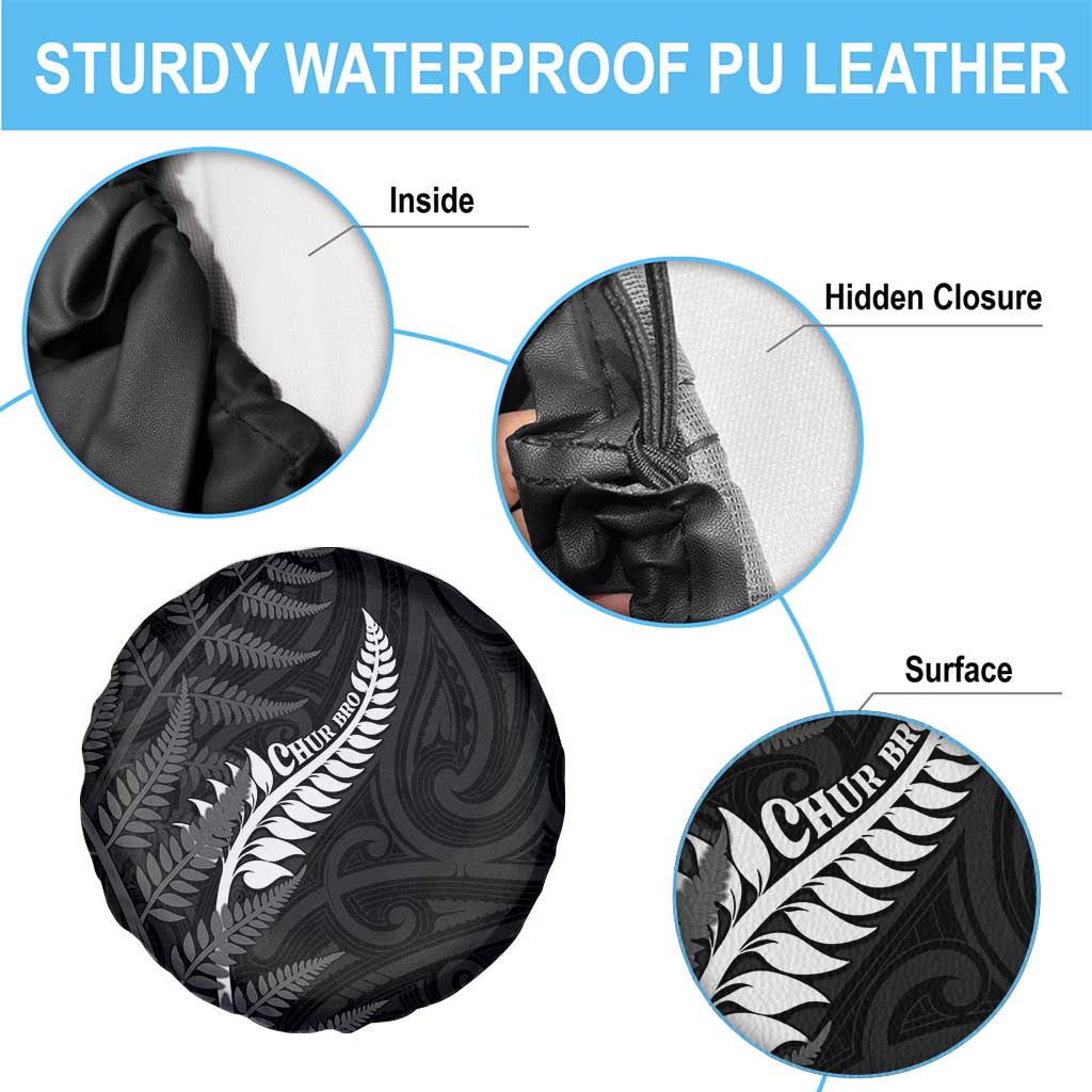 New Zealand Chur Bro Spare Tire Cover Maori Koru With Silver Fern LT05 - Polynesian Pride