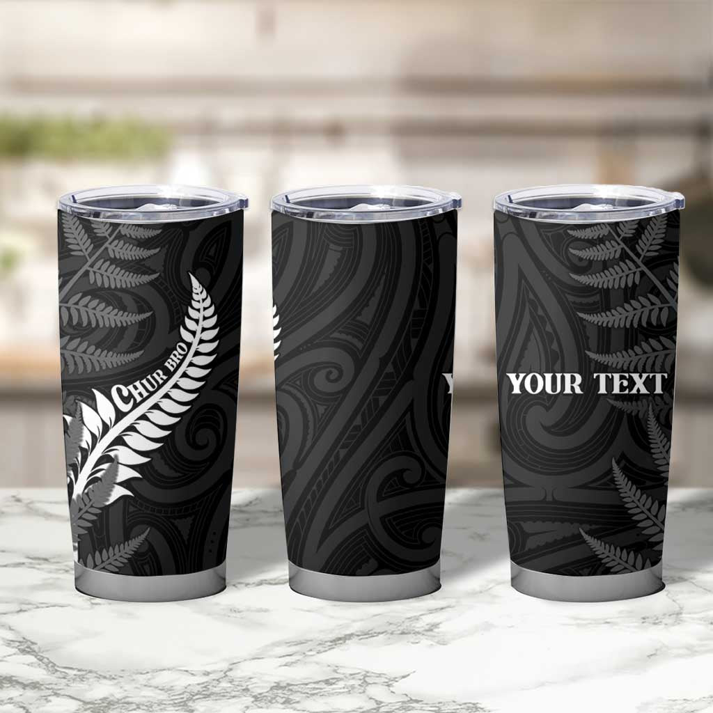 Personalised New Zealand Chur Bro Tumbler Cup Maori Koru With Silver Fern LT05 - Polynesian Pride