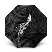New Zealand Chur Bro Umbrella Maori Koru With Silver Fern LT05 One Size Folded 11.42 inch Opened Diameter 37.4 inch Black - Polynesian Pride