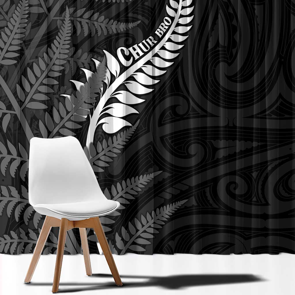 New Zealand Chur Bro Window Curtain Maori Koru With Silver Fern LT05 - Polynesian Pride