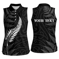 Personalised New Zealand Chur Bro Women Sleeveless Polo Shirt Maori Koru With Silver Fern