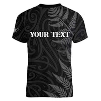Personalised New Zealand Chur Bro Women V-Neck T-Shirt Maori Koru With Silver Fern