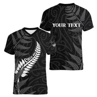 Personalised New Zealand Chur Bro Women V-Neck T-Shirt Maori Koru With Silver Fern