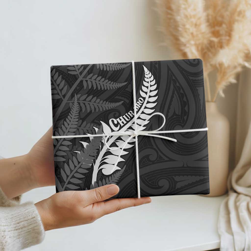 New Zealand Chur Bro Wrapping Paper Maori Koru With Silver Fern