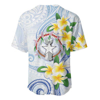 Northern Mariana Islands Chamorro Baseball Jersey Plumeria Curves Style White Version