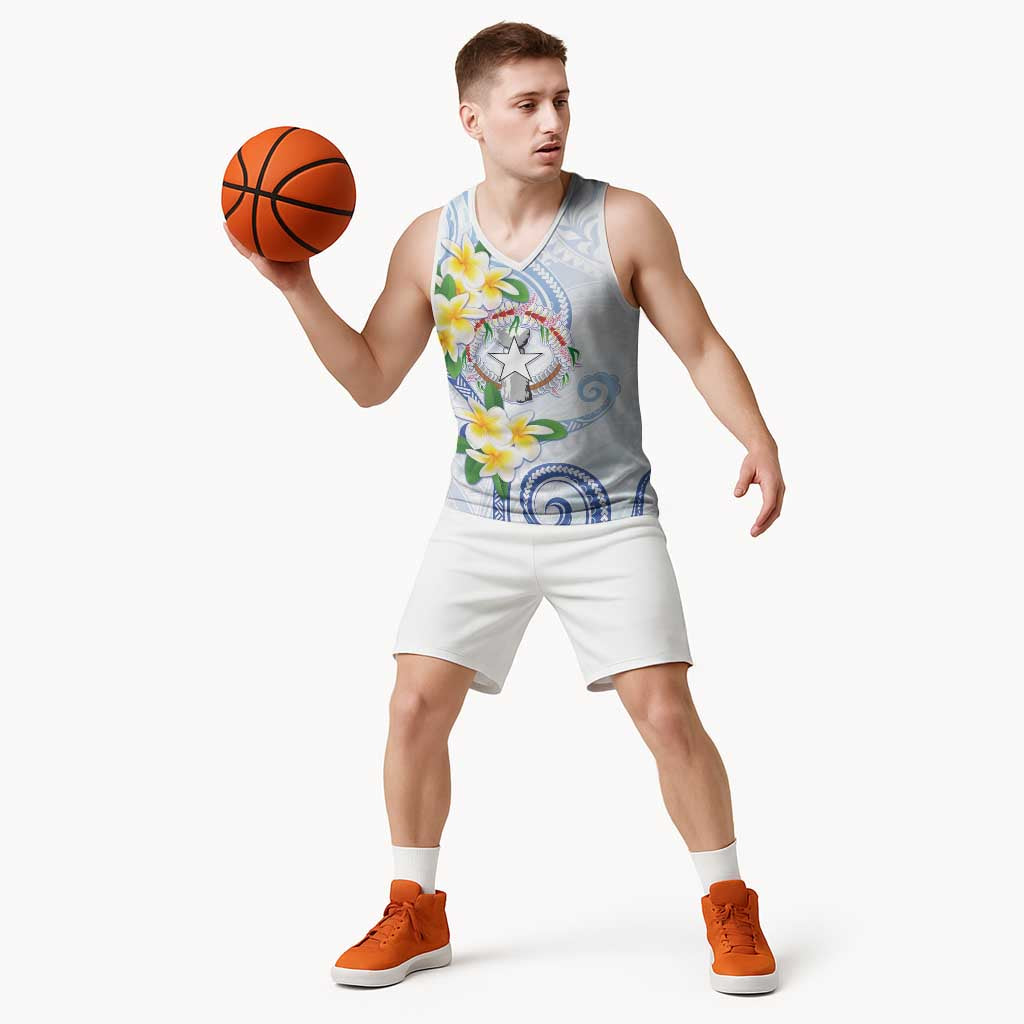 Northern Mariana Islands Chamorro Basketball Jersey Plumeria Curves Style White Version