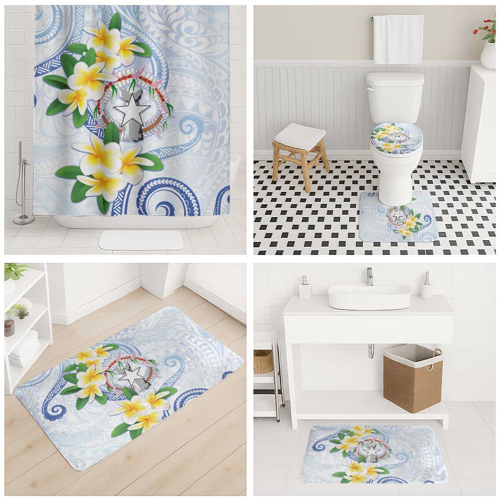 Northern Mariana Islands Chamorro Bathroom Set Plumeria Curves Style White Version