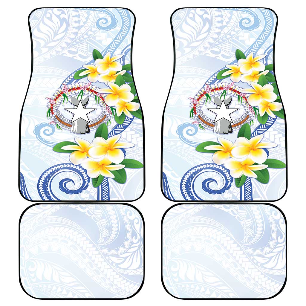 Northern Mariana Islands Chamorro Car Mats Plumeria Curves Style White Version