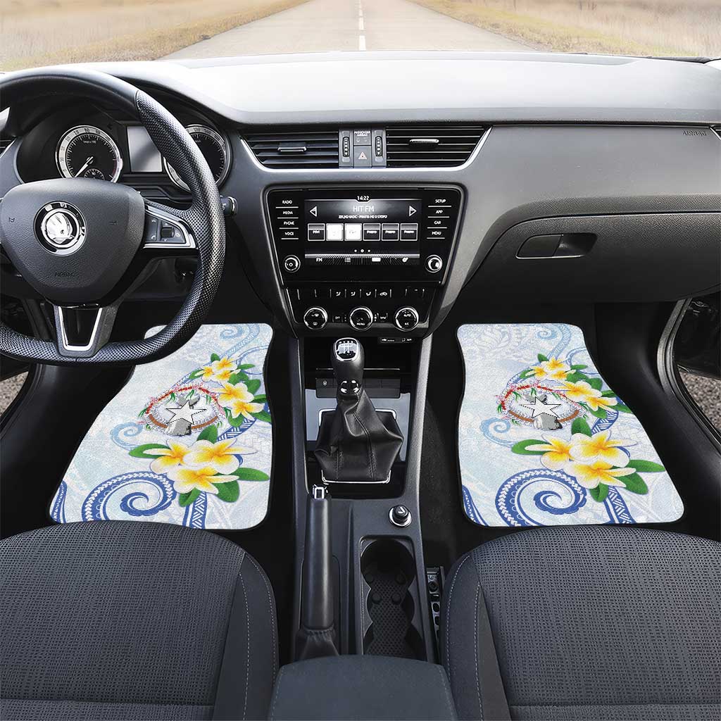 Northern Mariana Islands Chamorro Car Mats Plumeria Curves Style White Version