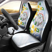 Northern Mariana Islands Chamorro Car Seat Cover Plumeria Curves Style White Version LT05 - Polynesian Pride