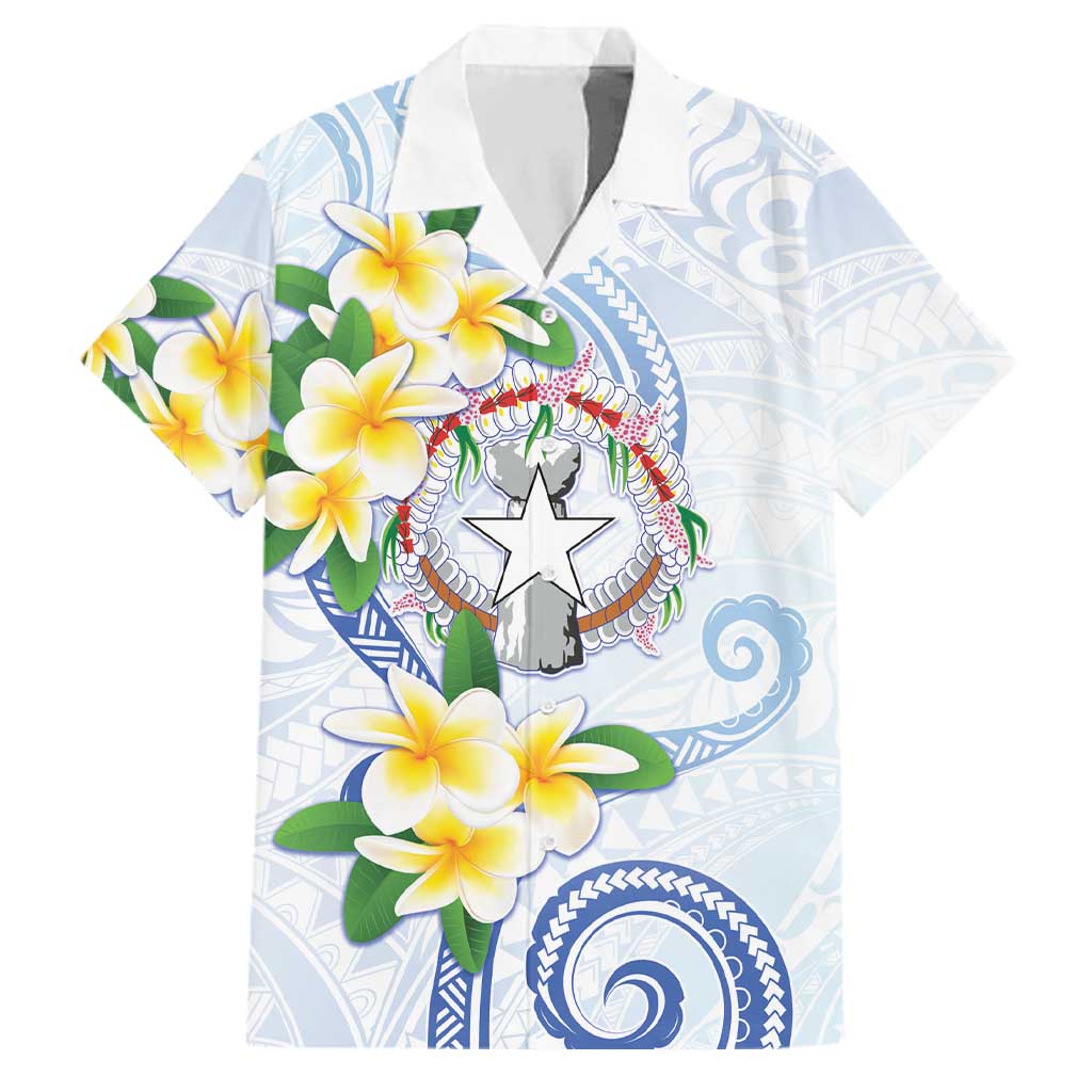 Northern Mariana Islands Chamorro Family Matching Off Shoulder Short Dress and Hawaiian Shirt Plumeria Curves Style White Version