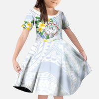 Northern Mariana Islands Chamorro Family Matching Puletasi and Hawaiian Shirt Plumeria Curves Style White Version
