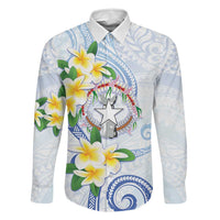 Northern Mariana Islands Chamorro Family Matching Summer Maxi Dress and Hawaiian Shirt Plumeria Curves Style White Version