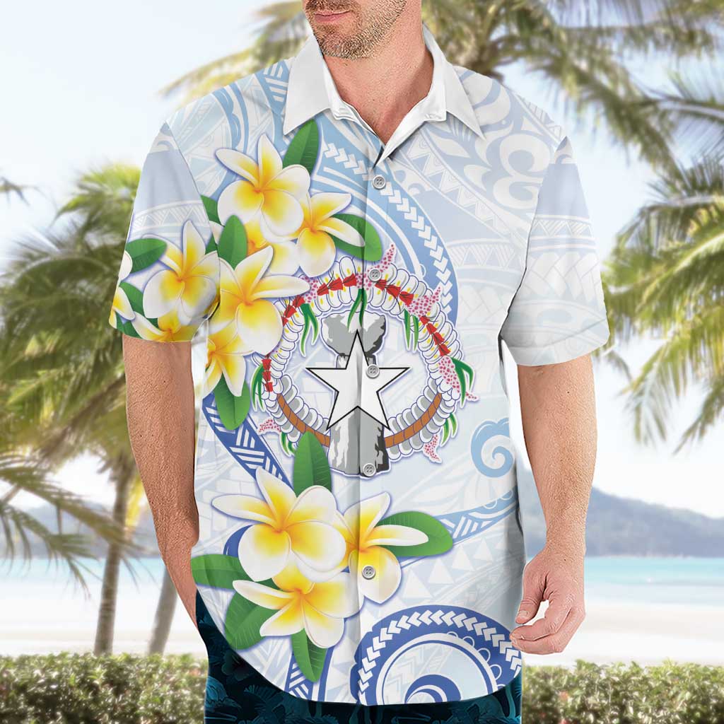 Northern Mariana Islands Chamorro Hawaiian Shirt Plumeria Curves Style White Version LT05 - Polynesian Pride