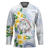 Northern Mariana Islands Chamorro Hockey Jersey Plumeria Curves Style White Version LT05 Unisex White - Polynesian Pride