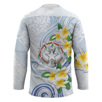 Northern Mariana Islands Chamorro Hockey Jersey Plumeria Curves Style White Version LT05 - Polynesian Pride