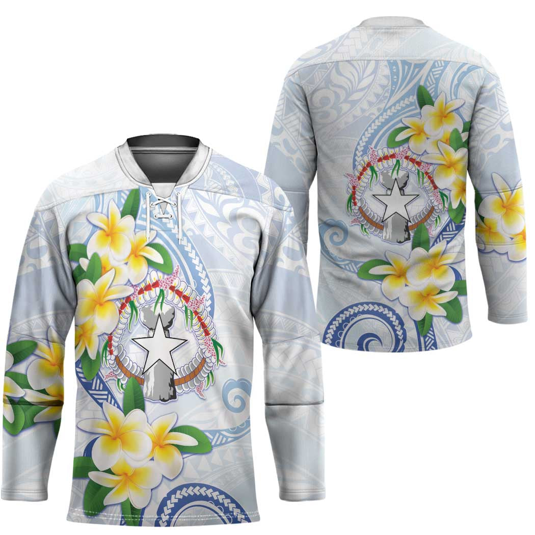 Northern Mariana Islands Chamorro Hockey Jersey Plumeria Curves Style White Version LT05 - Polynesian Pride