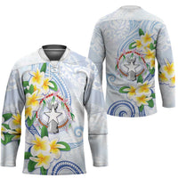 Northern Mariana Islands Chamorro Hockey Jersey Plumeria Curves Style White Version LT05 - Polynesian Pride