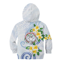 Northern Mariana Islands Chamorro Kid Hoodie Plumeria Curves Style White Version LT05 - Polynesian Pride