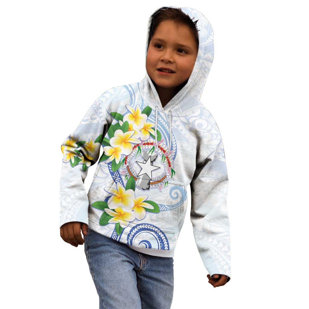 Northern Mariana Islands Chamorro Kid Hoodie Plumeria Curves Style White Version LT05 - Polynesian Pride