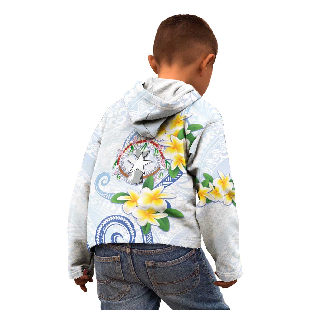Northern Mariana Islands Chamorro Kid Hoodie Plumeria Curves Style White Version LT05 - Polynesian Pride