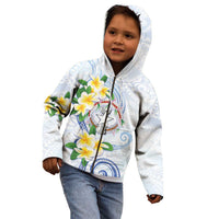 Northern Mariana Islands Chamorro Kid Hoodie Plumeria Curves Style White Version LT05 - Polynesian Pride