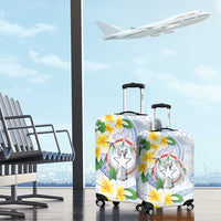 Northern Mariana Islands Chamorro Luggage Cover Plumeria Curves Style White Version LT05 - Polynesian Pride
