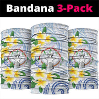 Northern Mariana Islands Chamorro Neck Gaiter Plumeria Curves Style White Version