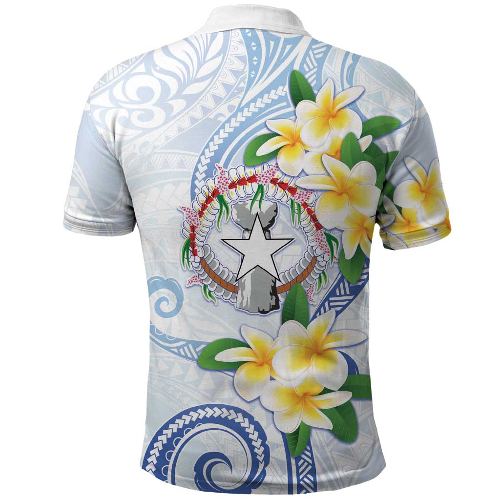 Northern Mariana Islands Chamorro Polo Shirt Plumeria Curves Style White Version