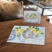 Northern Mariana Islands Chamorro Puzzle Plumeria Curves Style White Version