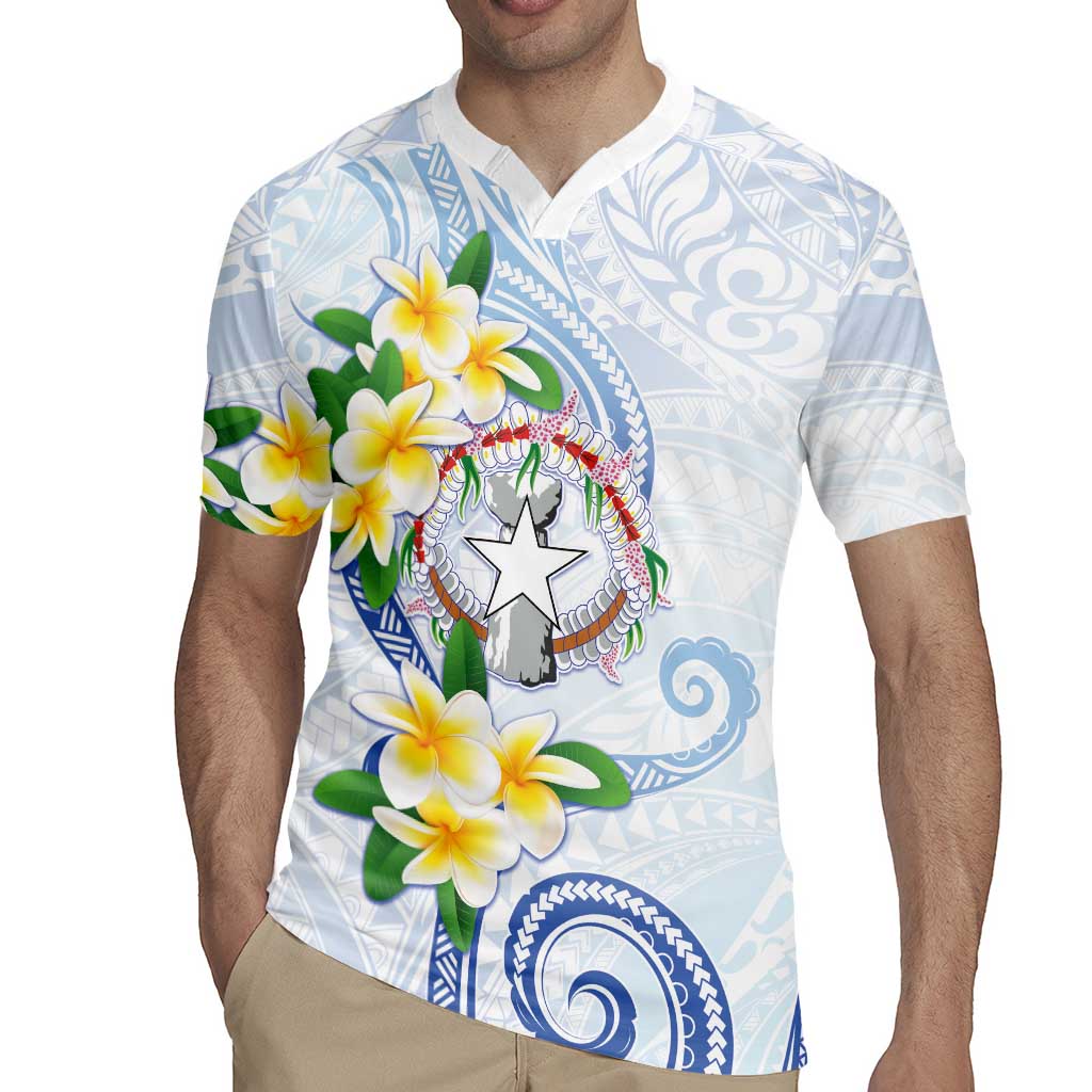 Northern Mariana Islands Chamorro Rugby Jersey Plumeria Curves Style White Version