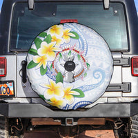 Northern Mariana Islands Chamorro Spare Tire Cover Plumeria Curves Style White Version