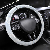 Northern Mariana Islands Chamorro Steering Wheel Cover Plumeria Curves Style White Version