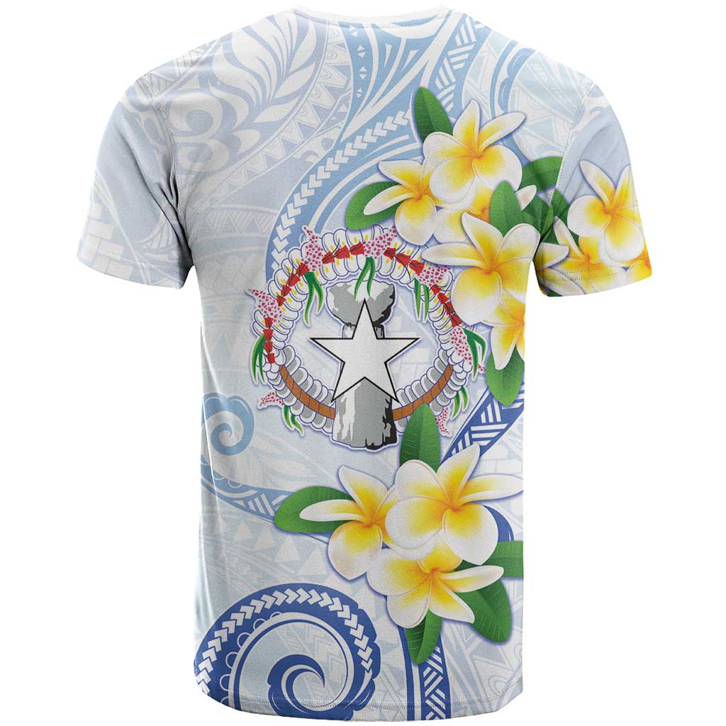 Northern Mariana Islands Chamorro T Shirt Plumeria Curves Style White Version LT05 - Polynesian Pride