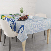 Northern Mariana Islands Chamorro Tablecloth Plumeria Curves Style White Version