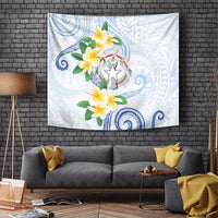 Northern Mariana Islands Chamorro Tapestry Plumeria Curves Style White Version