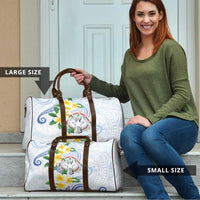 Northern Mariana Islands Chamorro Travel Bag Plumeria Curves Style White Version