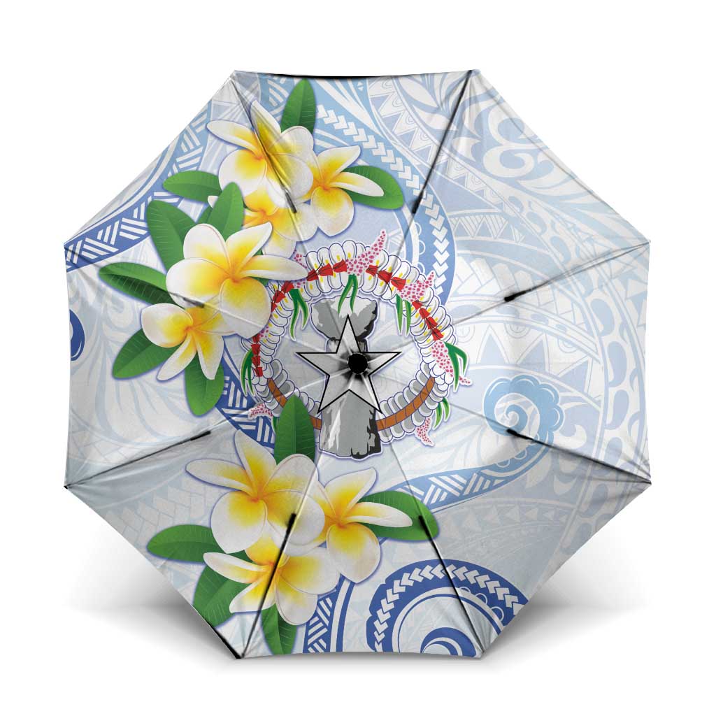Northern Mariana Islands Chamorro Umbrella Plumeria Curves Style White Version LT05 One Size Folded 11.42 inch Opened Diameter 37.4 inch White - Polynesian Pride