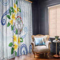 Northern Mariana Islands Chamorro Window Curtain Plumeria Curves Style White Version
