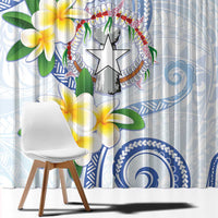 Northern Mariana Islands Chamorro Window Curtain Plumeria Curves Style White Version