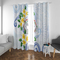 Northern Mariana Islands Chamorro Window Curtain Plumeria Curves Style White Version