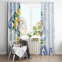 Northern Mariana Islands Chamorro Window Curtain Plumeria Curves Style White Version