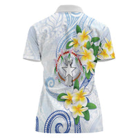 Northern Mariana Islands Chamorro Women Polo Shirt Plumeria Curves Style White Version