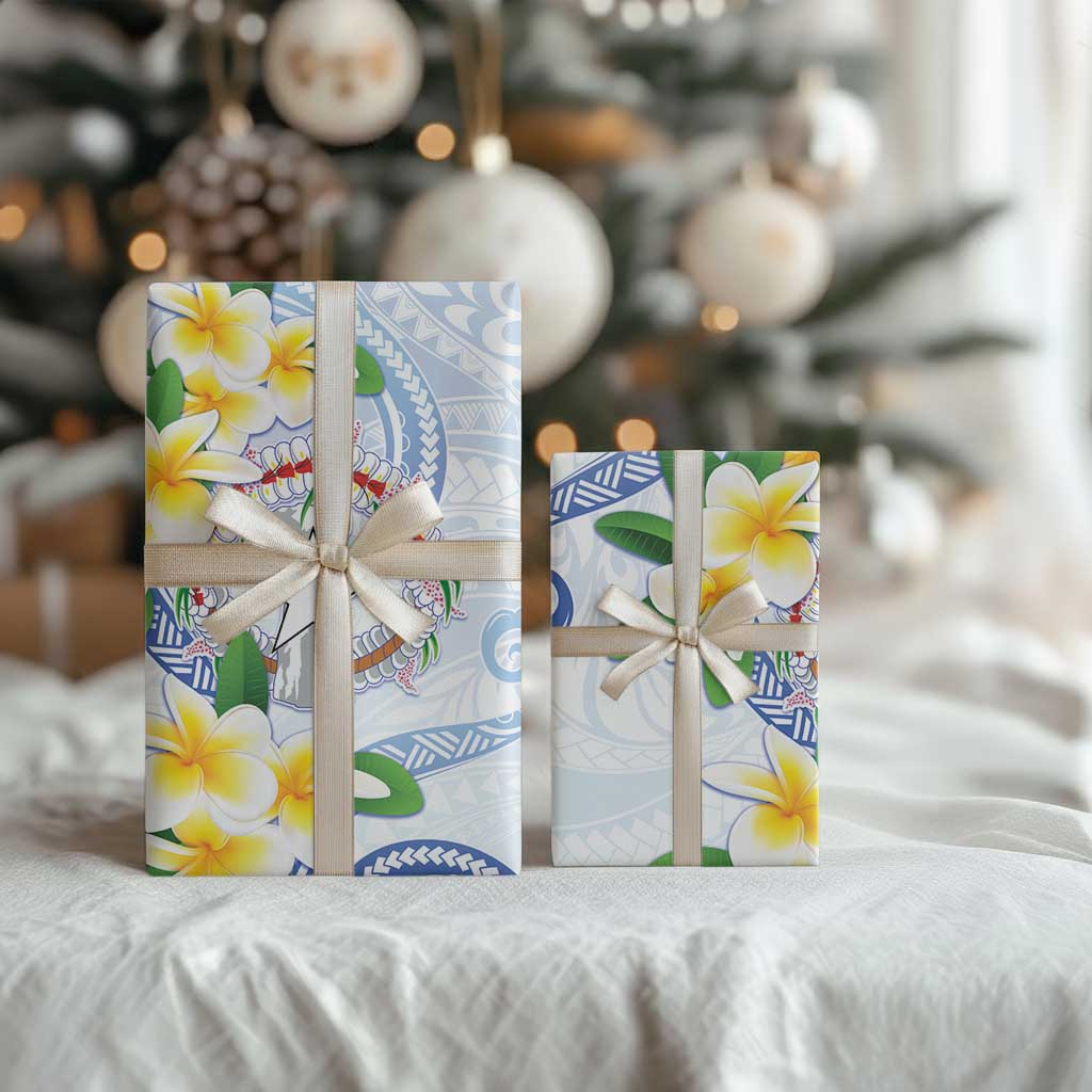 Northern Mariana Islands Chamorro Wrapping Paper Plumeria Curves Style White Version