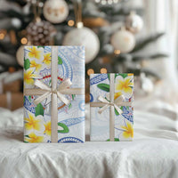 Northern Mariana Islands Chamorro Wrapping Paper Plumeria Curves Style White Version