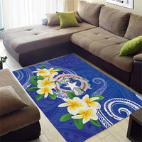 Northern Mariana Islands Chamorro Area Rug Plumeria Curves Style Navy Version