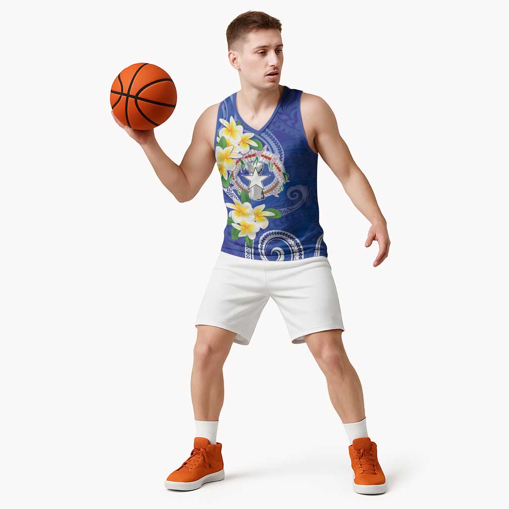 Northern Mariana Islands Chamorro Basketball Jersey Plumeria Curves Style Navy Version LT05 - Polynesian Pride